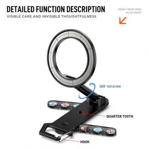 Image of Magnetic Foldable Mobile Phone Holder Stand for Car Dashboard, Gym, Desk & Travel | 360 Rotation | Strong N62 Magnet | Compact Pocket Size | Universal for iPhone & Android