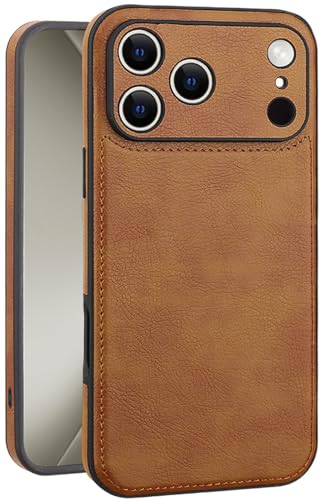 SOUTEM Custodia in Pelle per iPhone 17 Pro,Custodia Protettiva per Cornice Fotocamera di Lusso in Pelle PU Vintage Classica,Cover Antiurto Antiscivolo Antigraffio per iPhone 17 Pro(Marrone)