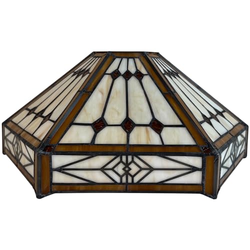 Capulina Tiffany Lamp Shade 12 Inches Wide Accessories Replacement Cream Hexagon Style Stained Glass Lampshade For Torchiere Floor Lamp And Pendant Light thumb #4