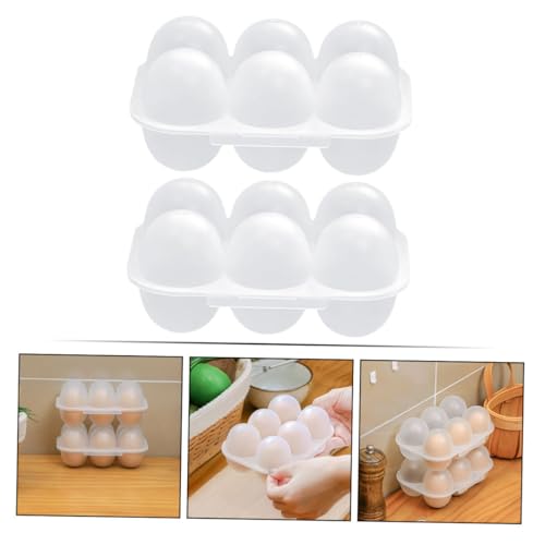Caja para huevos apilable con tapa reutilizable para organizar la nevera, pack de 8 5