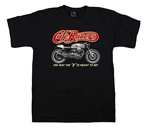 100% Cotone Quaint Point Guzzi Cafe Racers Bikers maglietta T-shirt uomo MOTO7 (XL)