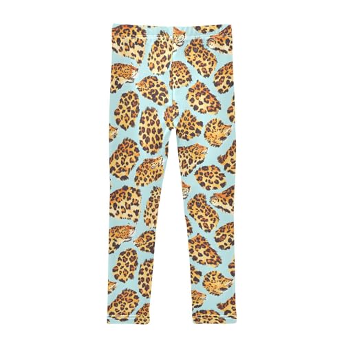 Brown Leopard Design Girls Leggings Ultra Soft Compression Yoga Gym Pants for Kids 4-10T2
