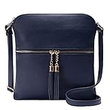 Solene Womens Lightweight Medium Crossbody Purse with Tassel, Perfect Size Crossbody Bags for Daily Use, travel - LP062 (Navy)