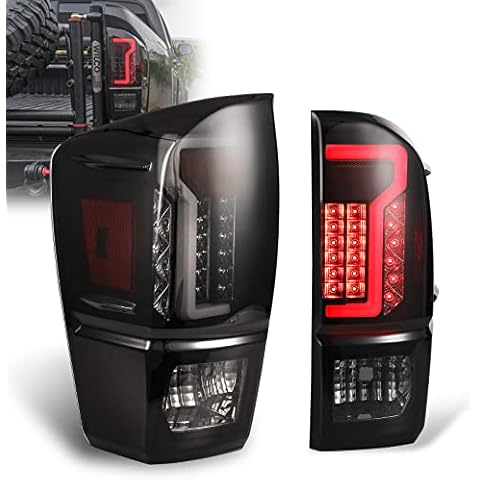 LED Tail Light Fit for 2016-2020 Toyota Tacoma Tail Lamps Replacement Black Housing/Smoke Lens Driver & Passenger Side 2PCS AUTOWIKI Cover