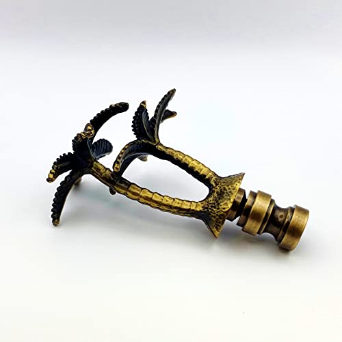 Image of Lamp Finial-Coconut Palm Tree-Antique Brass Finish, Highly Detailed Metal Casting