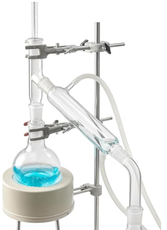 Borosilicate 3.3 Glass Distillation Apparatus Set | Round Bottom Flask (250ml),Condenser, Distillation Adapter & Receiver Adapter | Laboratory Glassware Kit for Chemistry & Science Experiments-image-38