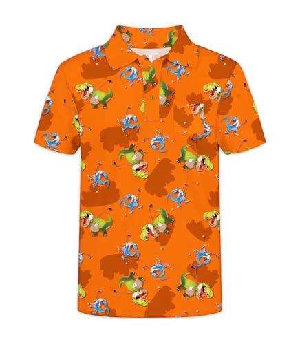 Kids Hawaiian Shirt Boys Golf Polo Beach Top Tropical, Short Sleeve Aloha Printed Tee2