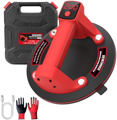 DEWINNER 8” Rechargeable Electric Glass Suction Cup Lifter with B...