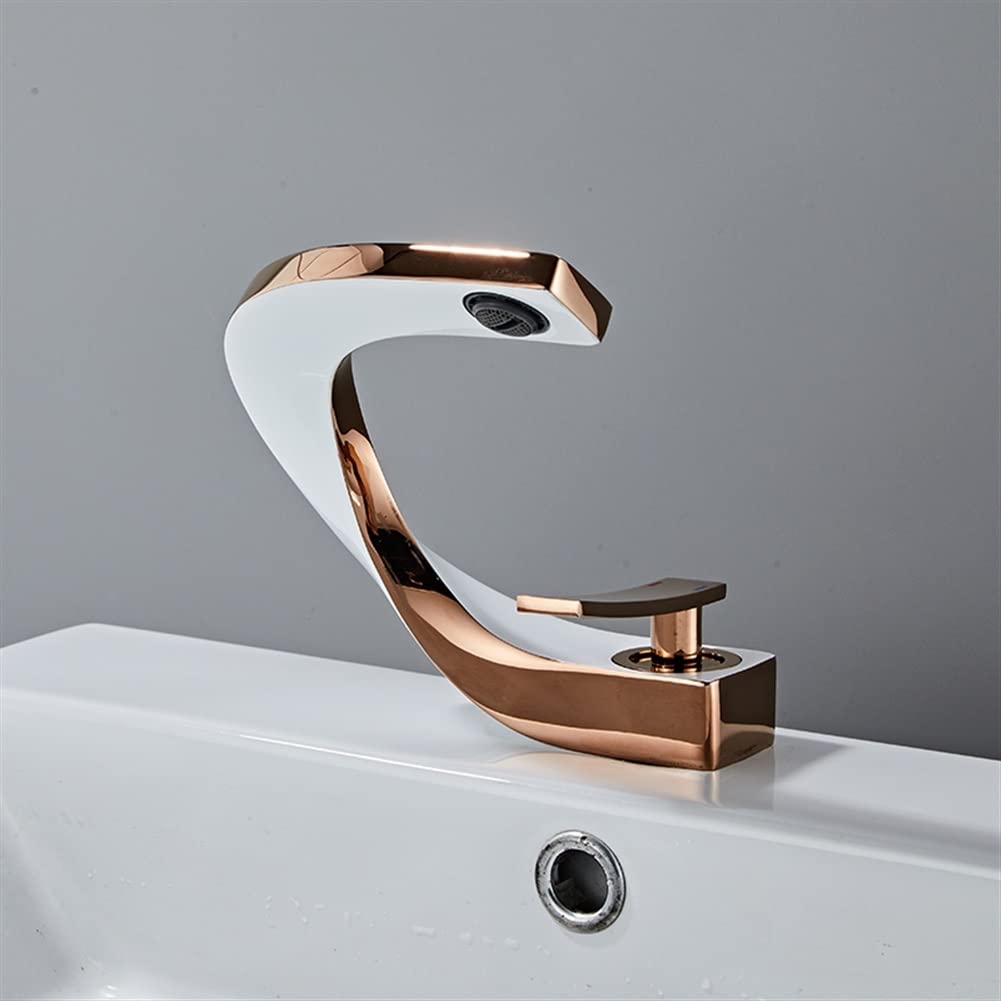 Robinet de lavabo de salle de bain eau chaude et froide en laiton