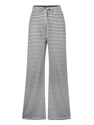 Women's Striped Wide-Leg Lounge Pants, Comfortable Drawstring Trousers, Relaxed Boho Style, Perfect for Casual Days2