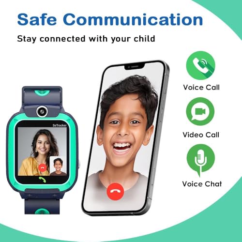 Image of SeTracker Connect2Kidz 4G Lite-L2 Smart Watch for Kids - Green, Safe Voice & Video Calling 4G Smartwatch for, Girls & Boys | SOS Alerts, Watch with Free Charger PIR Sensor Light