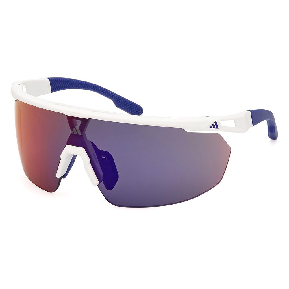adidas Sport SP0094 Sonnenbrille Herren und Damen, Unisex Sportliche Dünne und Leichte Sonnenbrille, Bildschirm Linsenform, Inklusive Etui, Violette Farbverlauf Gläser, Weiß