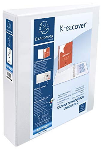 Exacompta Kreacover PP Ringbuch, A4, 2 D-Ringe, 75 mm Rücken, weiß