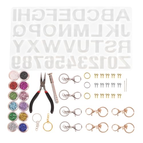 Moldes de silicona para joyería DIY y resina con juego de letras y números HANABASS