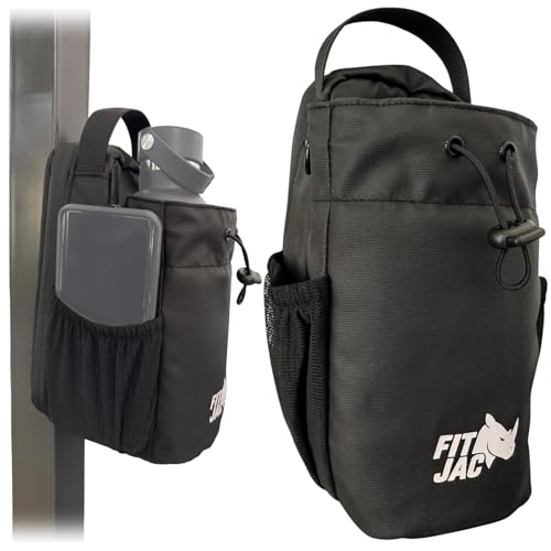 FitJac® Bolsa Deportiva Magnética de Gimnasio | Bolso Deportivo con Imanes | Impermeable y Compacta | Mantén tu Móvil, Botella y Llaves Siempre a Mano | Unisex para Gym o Fitness (NegroV2)