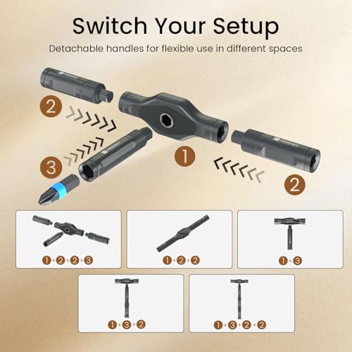 Image of Portronics BitBox Prime 24-in-1 Magnetic Ratchet Screwdriver Set with 58-Tooth Mechanism,T-Handle Design,S2 Alloy Steel Bits, Detachable Handle,Portable Repair Tool Kit for Laptop, PC, Bike & Home DIY