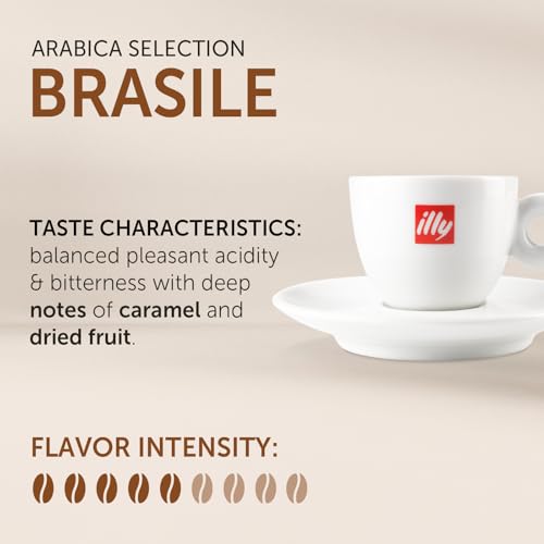 Image of illy Coffee IperEspresso Capsules, Brasile Single Origin Medium Roast Coffee Pods, 100% Arabica, Premium Italian Blend, 18 Count, 1 Pack