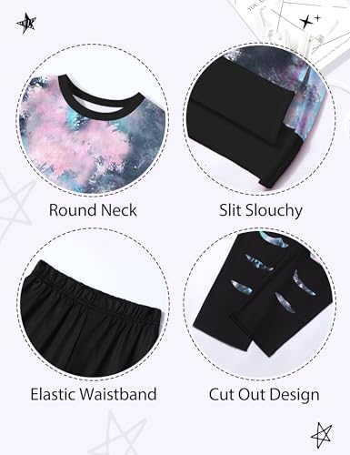 Image of Girls Clothes, Girls Outfits Tie Dye Sweatshirt Tops and Leggings Sweatpants 2 Piece Fall Winter Clothes Set 6-16T