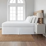 Cottingon Box Pleated Bed Skirt with Split Corners, 100% Microfiber Soft, Sheen & Luxurious Look, Tailored Drop Easy Fit, Twin 18', White