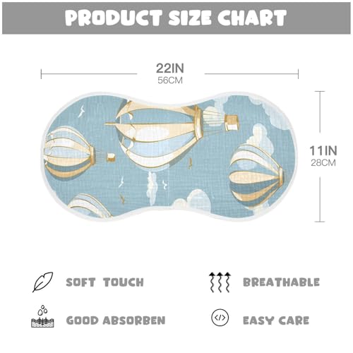 4 Pack Baby Burp Cloths, Soft Absorbent Burping Cloths for Babies, Cotton Milk Spit Up Rags, Large Size for Newborns, Baby Boys and Girls (Vintage Balloons Pattern)4