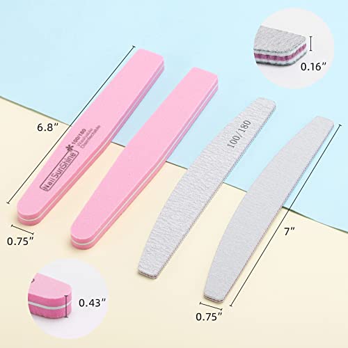 35 Count 100/180 Grits Nail Files And Buffers Professional Emery Boards Washable Buffing Blocks For Natural Nails And Acrylic Nails #TOP1