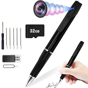 cyi Mini Kamera 32GB Stift Kamera 1080P HD Kleine Kugelschreiber Kamera Videokamera überwachung mit Loop Aufnahme für Büro zu Hause