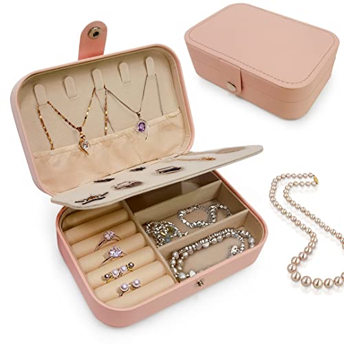 POPYS Organizador de jóias retangular (16 x 11 x 5 cm) | Caixa de jóias de viagem organizador para mulheres | caixa de armazenamento joias para anéis, brincos, colares, etc (1)