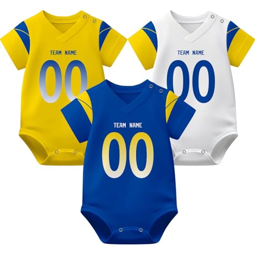 Image of KREDE Baby Clothes Unisex Bodysuit Jersey Style Custom Name Number for Baby Boys