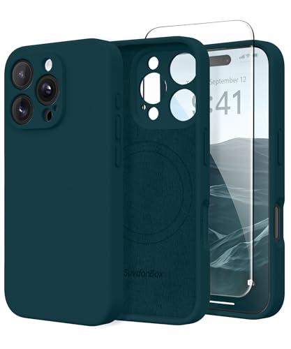 Image of Magnetic for iPhone 16 Pro Max Case, Compatible with MagSafe, [Full Camera Protection][Screen Protector] Silicone Shockproof Protective Phone Case for iPhone 16 Pro Max 6.9 inch, Deep Blue