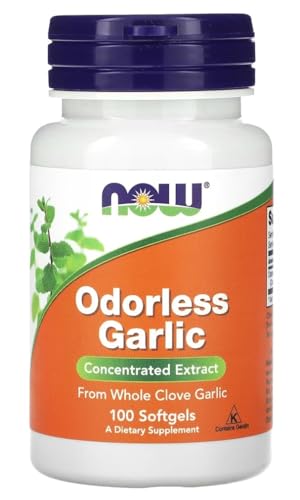 Now Foods - ODORLESS GARLIC | Ajo Inodoro | Apoyo Natural para la Salud del Corazón y el Sistema Inmunológico - 100 Softgels