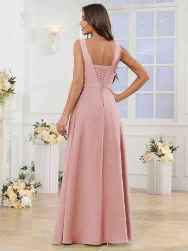 Long Chiffon Bridesmaid Dresses Floral A-Line Formal Wedding Guest Dress3