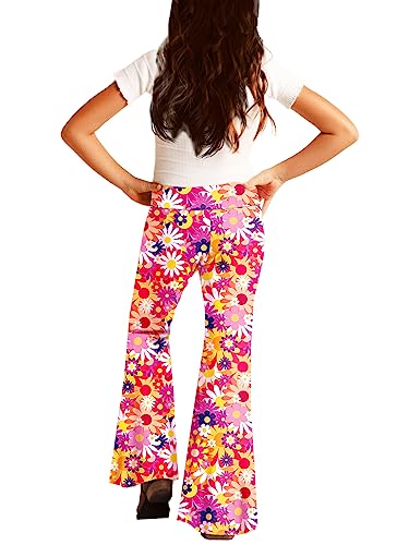 Image of Deerose Girls Halloween Hippie Bell Bottom Pants High Waist Flare Pants 5-14 Years