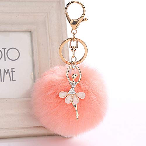 Preisvergleich Produktbild MENGYUE Schlüsselring Frauen Schlüsselbund 8Cm Pelz Pom Pom Schlüsselanhänger Faux Kaninchen Haar Glühbirne Tasche Auto Ornamente Fox Fur Ball Anhänger Schlüsselring