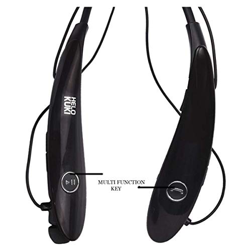 Image of Helo Kuki HKB111 Bluetooth Headphones Neckband Wireless Headset with Mic for Gaming Sports Mobile Tablet Laptops and Compatible for All Android /iOS Devices (Black)