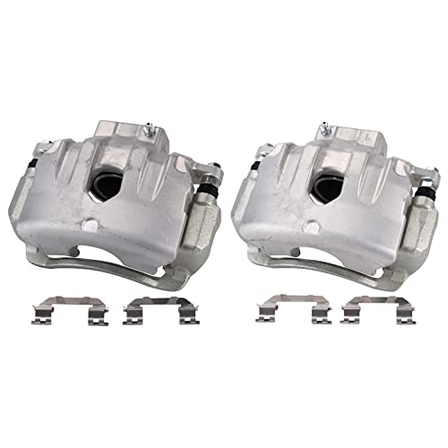 Image of TRQ Front Brake Caliper Set Zinc Coated Brackets Hardware Compatible with 2011-2013 Kia Optima