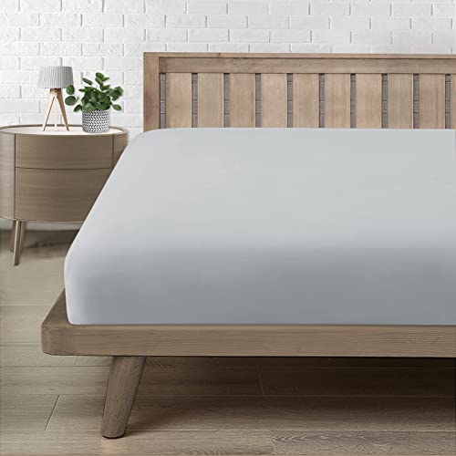 Lenzuola Una Piazza e Mezza con Angoli 120, Lenzuolo in Premium Microfibra Certifié Oeko-TEX®, Lenzuolo Confortevole Morbido Traspirante Grigio Chiaro 120x190/200 H30 cm