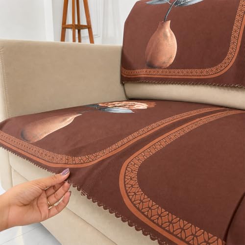 Image of Homerz Premium 'Luxe Series' Holland Velvet Sofa Cover | Smooth Finish | Anti-Skid Fleece Backing | Soft Touch Couch Protector for Living Room (Vase, 2 Seater, Seat Cover with Backrest)