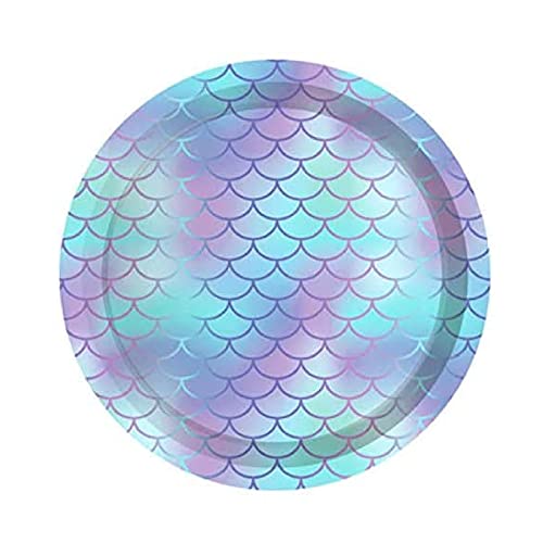 Image of Wanna Party Memaid Theme Party Plates|Underwater Theme Party Plates| Paper Plates for Birthday Parties | 8 PC | 9 inches