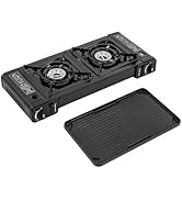 Double Burner Butane Stove, Butane Camping Stove Kit with Baking Pan and Carrying Case, Portable ...