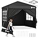 Sekey Pop Up Pavillon 3x3 Wasserdicht Stabil Winterfest, Faltpavillon 3 x 3 m, Camping Pavillion Faltbar Partyzelt mit Seitenwänden, Höhe Verstellbar in 3 Stufen, Schwarz