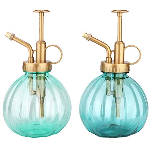 Yebeauty Plastic Plant Mister Spray Bottle 2-Pack 12oz Water Spray Bottle Plastic Vintage Style Decorative Water Mister with Top Pump for Plants Indoor Potted Plants Terrariums Flowers (Blue Green)