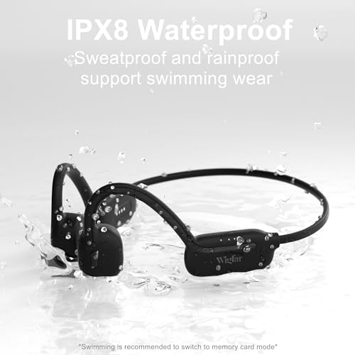 Wigfar Fones De Ouvido Condução Óssea, Para Natação Ipx8 À Prova D'Água, Modo Mp3 Integrado E Cartã