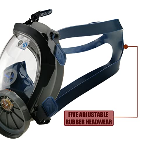 Syine Organic Vapors Full Respirator Mask Gas Mask Spray Paint Chemical Formaldehyde Dustproof Respiratory Protection,Respirator With 1 Pair Filter Cartridges And Carrier Bag #TOP2
