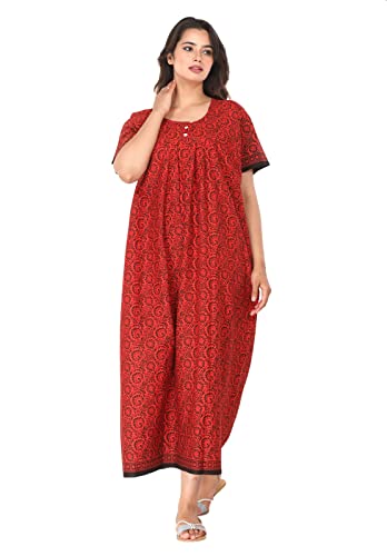 Image of Monique Brand 100% Pure Cotton Nighty for Woman | Floral Gown for Women Night Wear | Cotton Nighty for Women Stylish | Maxi for Women Cotton