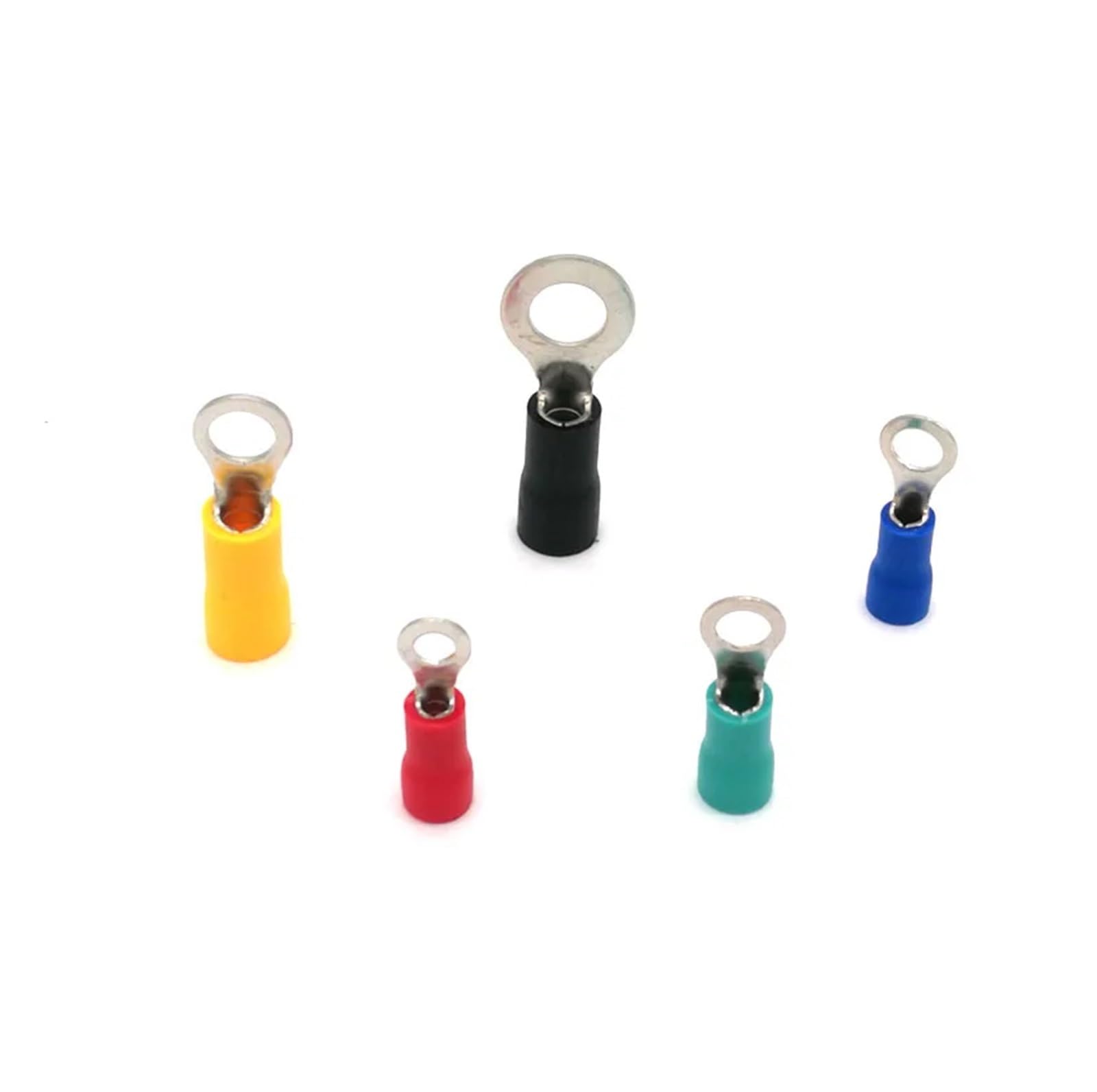 Terminal de crimpado eléctrico, Paquete de 100 Conectores de Cable eléctrico con Terminal de engarzado de Anillo Aislado, Varios tamaños, Multicolor(Green,RV3.5-6)