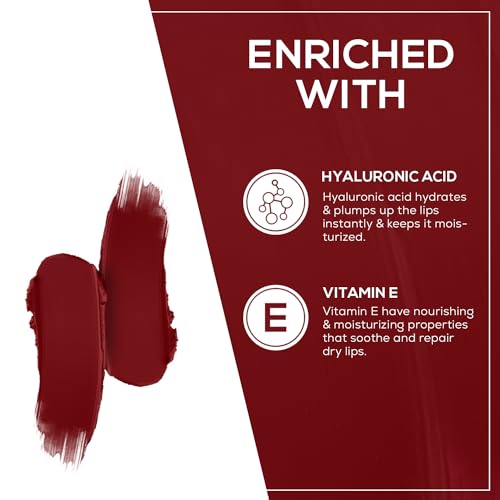 Image of RENEE Stunner Matte Lipstick - Red Hawt 4gm - Intense Color Pay Off, Full Coverage Long Lasting Weightless Velvety Formula With One Swipe Application - Enriched With Vitamin E & Hyaluronic Acid