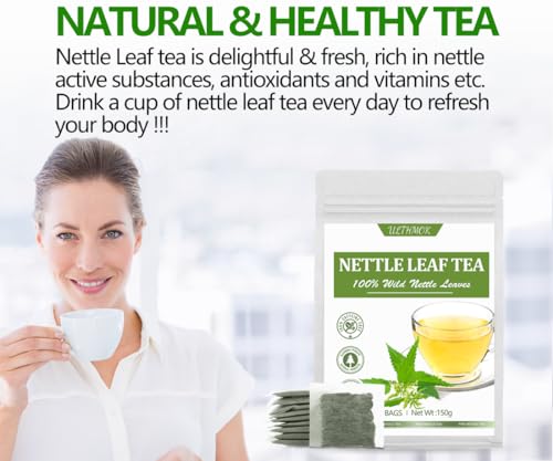 Premium 100 Stinging Nettle Leaf Tea Bags, Made with 100% Wild Nettle Leaves，No Additive & Caffeine Free.