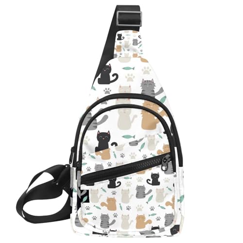 Sac de poitrine pour femme étanche avec motif chat pour randonnée et balades