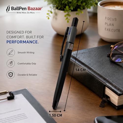 Image of Pen Paradise 3 in 1 Multi Colour Ball Pen Matte Black Metal Body with Clip | Blue, Red & Black Ink | 0.6mm Tip | Smooth Writing Click Pen for Office, Professionals & Gifting | Pack of 1
