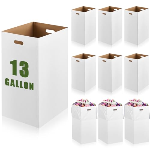 Image of 10 Pack 13 Gallon Cardboard Trash Cans Disposable and Reusable Corrugated Cardboard Cans Recycling Bins Bulk with 20 Garbage Bags for Parties Events